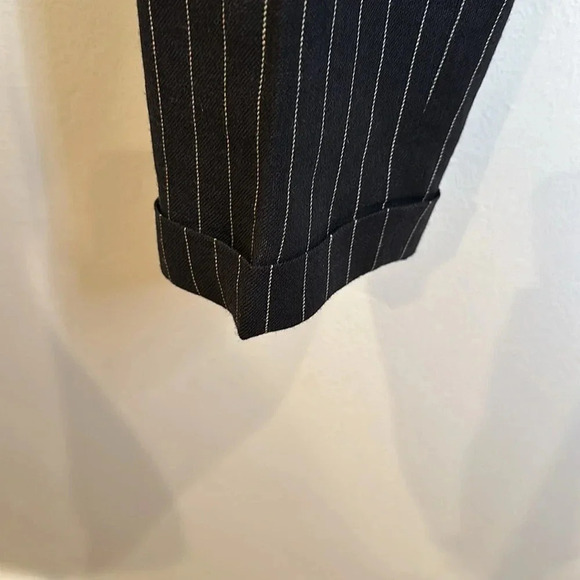 RALPH LAUREN RUGBY PINSTRIPE LINEN WOOL WOMENS TROUSER STRAIGHT LEG CUFFED HEM - Picture 4 of 10